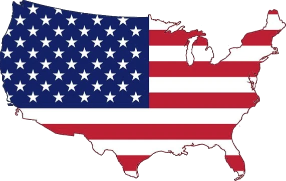 Map of the United States in flag colors: we ship used auto parts nationwide